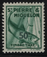 St Pierre Et Miquelon 1938 MH Sc J37 50c Codfish - Impuestos