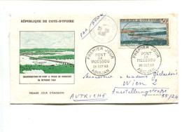 COTE D'IVOIRE - Affranchissement Sur Lettre Par Avion Pour L'Autriche + Cachet 1er Jour - Ivory Coast (1960-...)