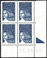 France Coin Daté N° 3573 ** Marianne De Gommé Gommé Le 0.90 Bleu Foncé Du 03.03.2020 - 2000-2009