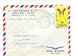 République Centrafricaine - Affranchissement Sur Lettre Par Avion - Papillon - Papillons