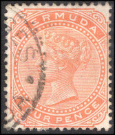 Bermuda 1880 4d Orange-red Crown CC Fine Used. - Bermuda