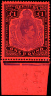 Bermuda 1938-53 £1 Bright Violet & Black On Scarlet Perf 13 Unmounted Mint Marginal. - Bermuda