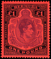 Bermuda 1938-53 £1 Bright Violet & Black On Scarlet Perf 13 Unmounted Mint. - Bermuda