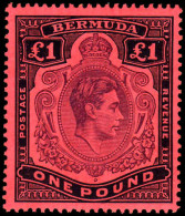 Bermuda 1938-53 £1 Deep Reddish Purple & Black On Pale Red Unmounted Mint. - Bermuda