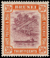 Brunei 1924-37 30c Purple And Orange-yellow Lightly Mounted Mint. - Brunei (...-1984)