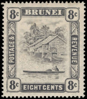 Brunei 1924-37 8c Grey-black Lightly Mounted Mint. - Brunei (...-1984)