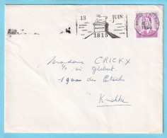 Baudouin Lunettes Timbre Rouleau Sur L Obl BRAINE L'ALLEUD 9 IV 1968 Vers Knokke LION WATERLOO 18 Juin 1815 - Coil Stamps