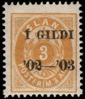 Iceland 1902-03 3a Yellow Perf 12½ Lightly Mounted Mint. - Ungebraucht