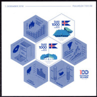 Iceland 2018 100 Years Of Independence Sheetlet Souvenir Sheet Unmounted Mint. - Ungebraucht