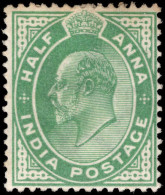 India 1902-11 ½a Green Lightly Mounted Mint. - 1902-11 Roi Edouard VII