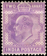 India 1902-11 2a Mauve Lightly Mounted Mint. - 1902-11 Roi Edouard VII