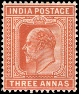 India 1902-11 3a Orange-brown Lightly Mounted Mint. - 1902-11 King Edward VII