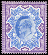 India 1902-11 5r Ultramarine And Deep Violet Lightly Mounted Mint. - 1902-11 Koning Edward VII