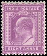 India 1902-11 8a Purple Lightly Mounted Mint. - 1902-11 Koning Edward VII