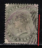 INDIA Scott # 42 Used - QV - Hinge Remnant Clipped Perfs 2 - 1858-79 Crown Colony