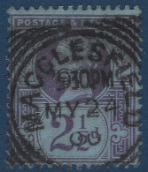 Grande Bretagne N°95 2 1/2 Penny Violet Sur Bleu Obliteration Dateur Mixte De MACCLESFIELD SUPERBE - Oblitérés