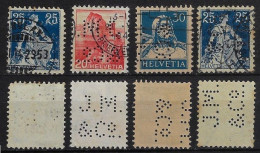 Switzerland 1916/1950 4 Stamp With Perfin J.M./&Co. By Jacky Maeder & Co Transport in Zurich St. Gallen Lochung Perfore - Perforadas