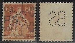 Switzerland 1920/1923 Stamp With Perfin BS By Swiss Bank Corporation (+ Case Stand No. 47) from Geneve Lochung Perfore - Perfins