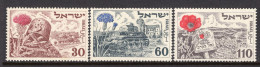 Israel 1952 Fourth Anniversary Of Independence - No Tab - Set MNH (SG 65-67) - Ongebruikt (zonder Tabs)