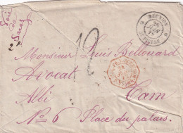 LETTRE. 28 JUIN 1872. REUNION ST PIERRE. COL.FR.V.SUEZ.P.F.AMB.MAR. TAXE 12 POUR ALBI LE 25 JUILLET - Covers & Documents