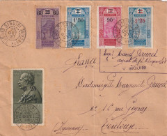 LETTRE. 25 OCT 1927. GUINEE. SIGIRI POUR TOULOUSE. 3,25Fr + VIGNETTE BERTHELOT SURCHARGE 0,25 - Lettres & Documents