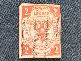 1859 LUBECK ALLEMAGNE No 3 Oblitéré 2s. Brun - Lübeck