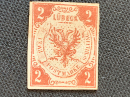 1859 LUBECK ALLEMAGNE No 3  2s. Brun Signé (?) - Lubeck