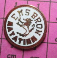 2617 Pin's Pins / Beau Et Rare / THEME : SPORTS / CLUB SPORTIF EMS BRON NATATION LION HERALDIQUE - Swimming