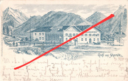 Vorläufer Litho AK Gruß Scharnitz 1897 Gasthof Zum Goldenen Adler Fischler A Mittenwald Seefeld Leutasch Innsbruck Tirol - Scharnitz