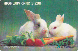 Carte Prépayée JAPON - ANIMAL - LAPIN Lapins - RABBIT JAPAN Prepaid Highway Card - KANINCHEN - KONIJN - CONEJO - HW 325 - Conejos