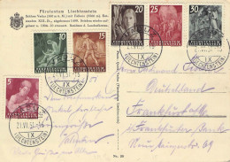 LIECHTENSTEIN - ANSICHTSKARTE 21.6.1951 Mit Mi 289-294 / *442 - Brieven En Documenten