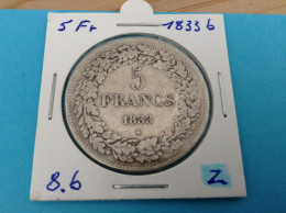 België Leopold I 5 Frank 1833 - Pos B Zilver. (Morin 8b) - 5 Francs