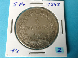 België Leopold I 5 Frank 1848 Zilver. (Morin 14) - 5 Francs