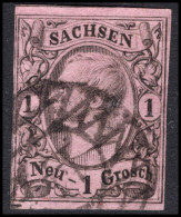 Saxony 1855-63 1g Black On Rose 4 Margins Close On Left) Fine Used. - Sachsen