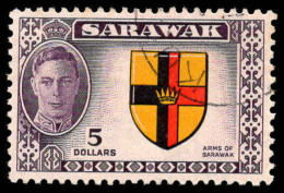 Sarawak 1950 $5 Arms Fine Used. - Sarawak (...-1963)