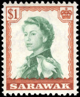 Sarawak 1955-59 $1 Myrtle-green And Orange-brown Unmounted Mint. - Sarawak (...-1963)