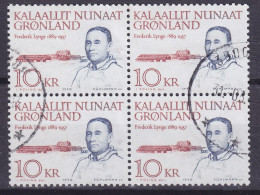 Greenland 1990 Mi. 209, 10 Kr Frederik Lynge, Politiker 4-Block - Blocks & Sheetlets