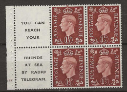 1937 MH GB, Booklet Pane With Selfedge - Unused Stamps