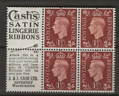 1937 MNH GB,booklet Pane (no Margin) Postfris** - Ungebraucht