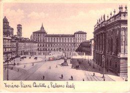 21328 " TORINO-PIAZZA CASTELLO E PALAZZO REALE " ANIMATA-TRAMWAY-VERA FOTO -CART. POST. SPED.1936 - Palazzo Reale