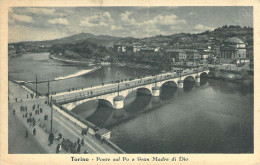 21329 " TORINO-PONTE SUL PO E GRAN MADRE DI DIO " ANIMATA-VERA FOTO -CART. POST. SPED.1953 - Fiume Po