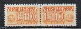 ITALIA REPUBBLICA ITALY REPUBLIC 1955 1981 PACCHI IN CONCESSIONE PARCEL POST STELLE STARS LIRE 110 MNH - Consigned Parcels