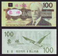 China BOC Bank (bank Of China) Training/test Banknote,Canada Dollars B-1 Series $100 Note Specimen Overprint - Canada