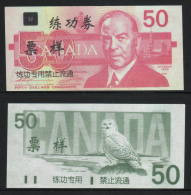 China BOC Bank (bank Of China) Training/test Banknote,Canada Dollars B-1 Series $50 Note Specimen Overprint - Canada