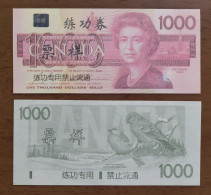 China BOC Bank (bank Of China) Training/test Banknote,Canada Dollars B-1 Series $1000 Note Specimen Overprint - Canada