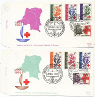 TIMBRE STAMP ZEGEL REPUBLIQUE DU CONGO 2 FDC CROIX ROUGE 1963 - Lettres & Documents