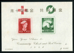 Japan 1948 Red Cross And Community Chest Souvenir Sheet Fine Unused No Gum As Issued Faint Trace Of Hinge.   - Neufs