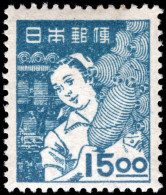 Japan 1948-52 15s Mill Girl Lightly Mounted Mint. - Ungebraucht