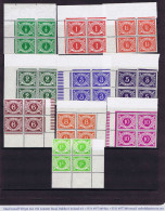 Ireland P Due 1940-69 Watermark E Set Of 10 ½d To 1s Complete In Corner Blocks Of 4 Fresh Unmounted Mint - Strafport
