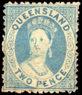 Queensland 1868-74 2d Pale Blue Unused No Gum. - Used Stamps